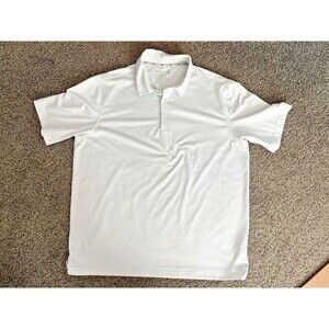Walter Hagen Polo Shirt White Grey Fish scale Short Sleeve Golf Stretch Size XL